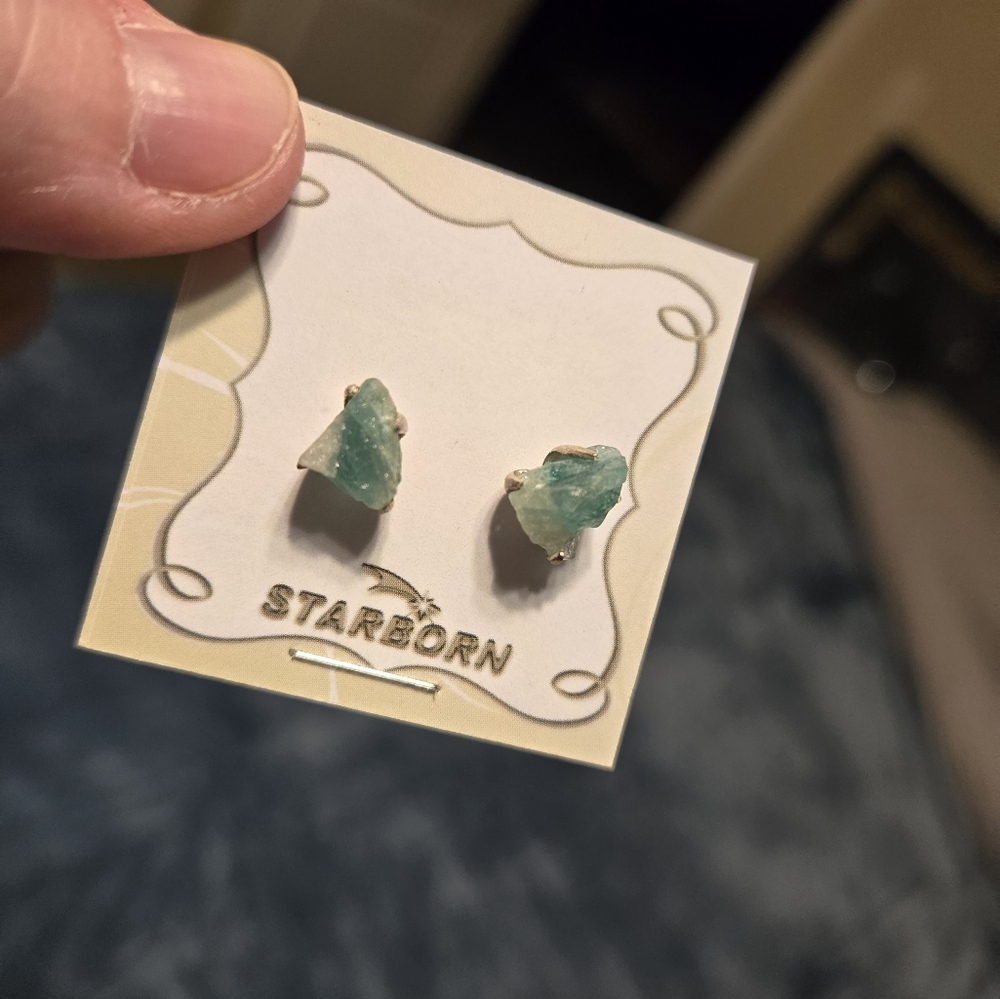 Raw Emerald Earrings